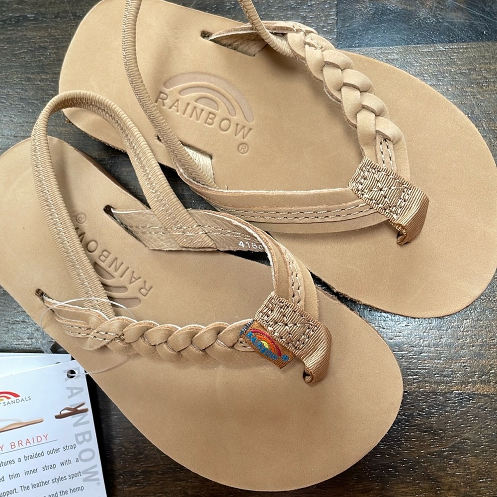 Rainbow kids flirty braids flip flops